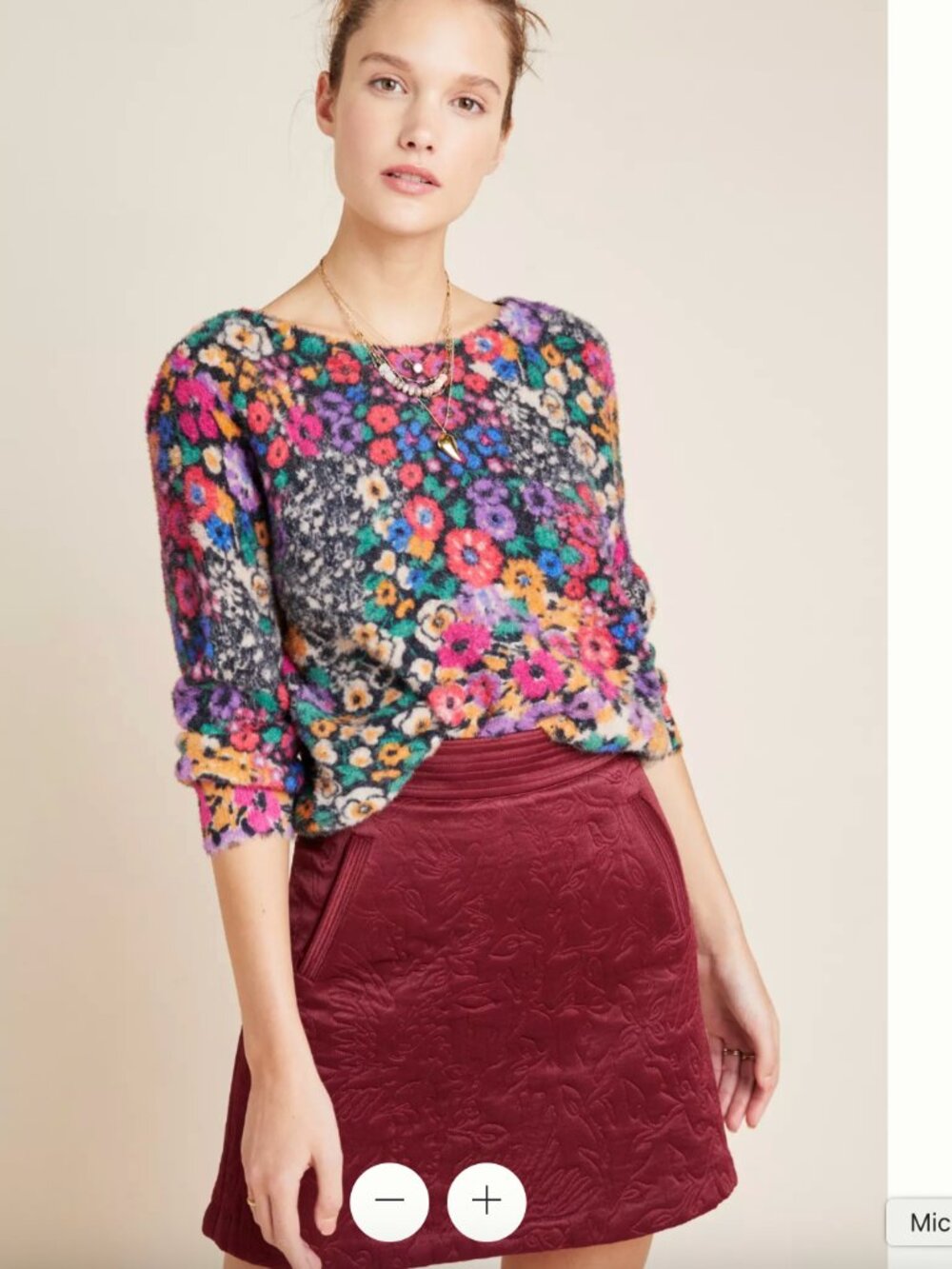 Anthropologie Bouquet Eyelash Floral Sweater S
